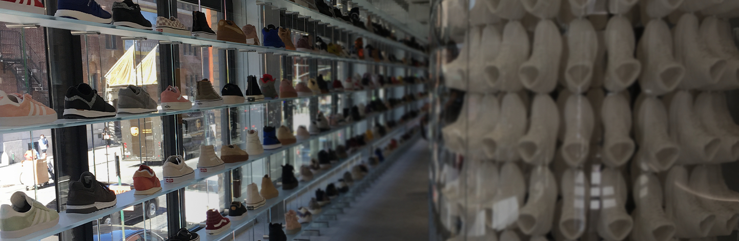 Kith store sneakers in shelves
