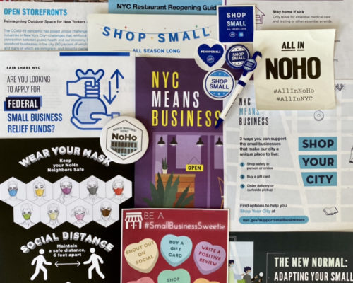 Small business resource pamphlets spread out